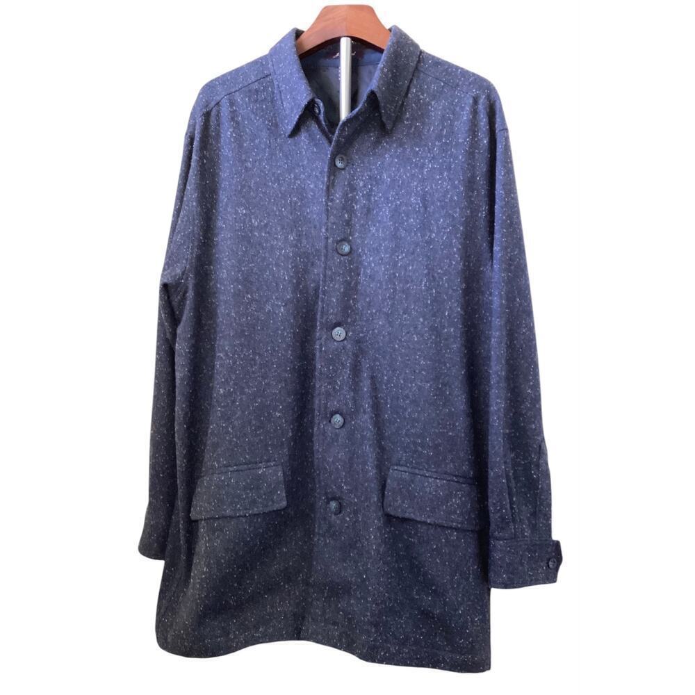 J. Ashford oversize shirt  wool cotton blend men’s‎ L blue/dark gray